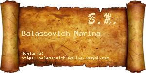 Balassovich Marina névjegykártya